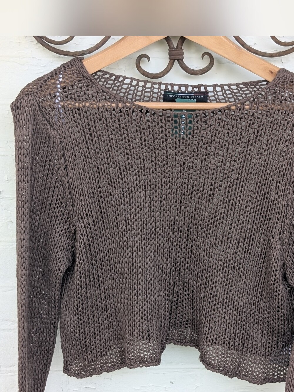 Simons Brown Open-Weave Crewneck Sweater Size One Size ( OS)